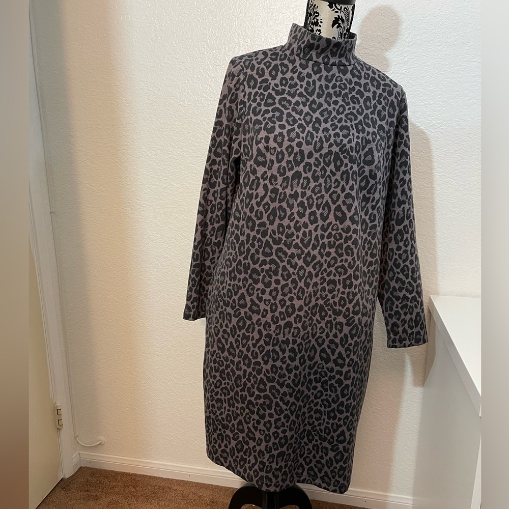 Mock Turtle Neck Animal Print Dress Size 16